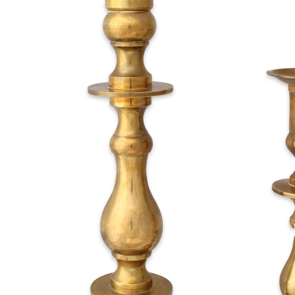 Vintage Brass Candle Holder Set Two Piece Large Taper Candlestick AMC New York - Picture 4 of 9